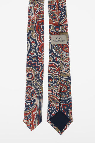 CC COLLECTION Cotton and Silk Printed Skinny Tie