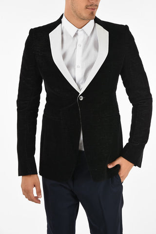 Chenille EXTREME SOFT TUXEDO Blazer BLACK/MILK