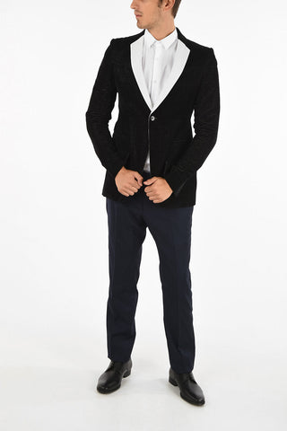 Chenille EXTREME SOFT TUXEDO Blazer BLACK/MILK