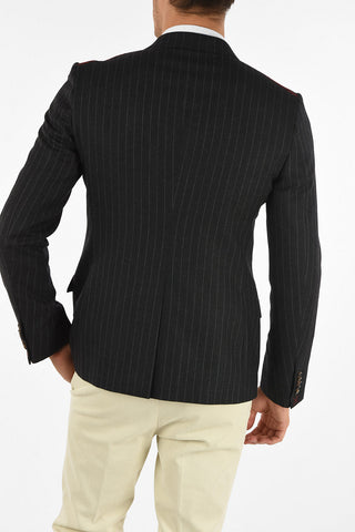 Wool Double Breasted Pin Striped Blazer