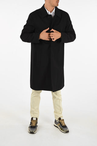 Wool Coat with Hidden Button