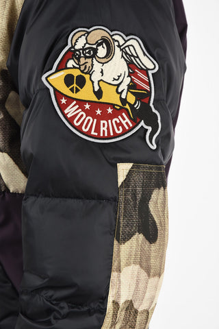 Camuflage Down Jacket with Patches