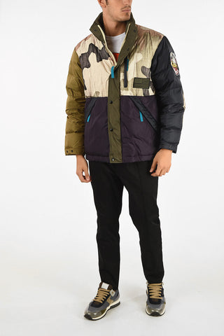 Camuflage Down Jacket with Patches