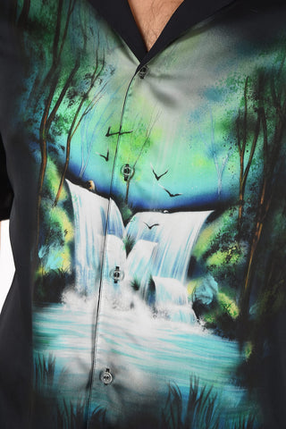 Short-sleeved  WATERFALL HOLIDAY Satin Shirt