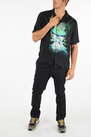 Short-sleeved  WATERFALL HOLIDAY Satin Shirt
