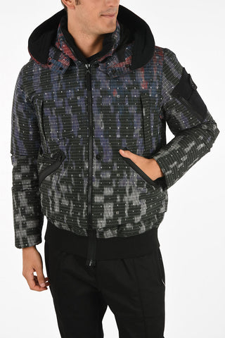 Printed Striped shortened Down Jacket