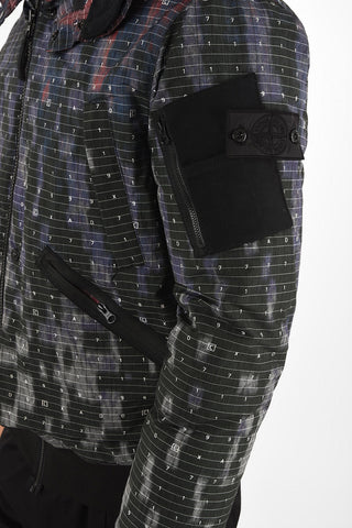 Printed Striped shortened Down Jacket