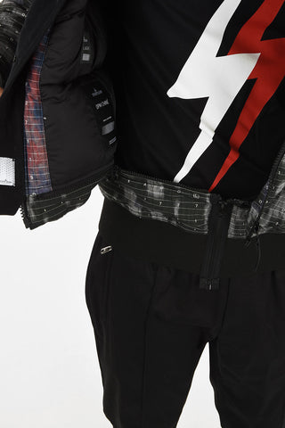 Printed Striped shortened Down Jacket