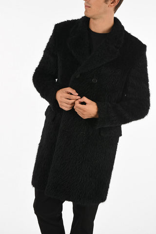 Virgin Wool and Alpaca Double Breasted Fur Coat