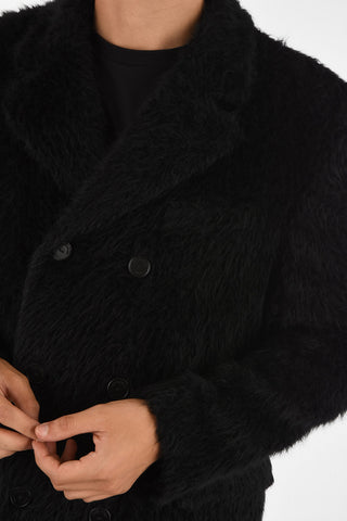 Virgin Wool and Alpaca Double Breasted Fur Coat