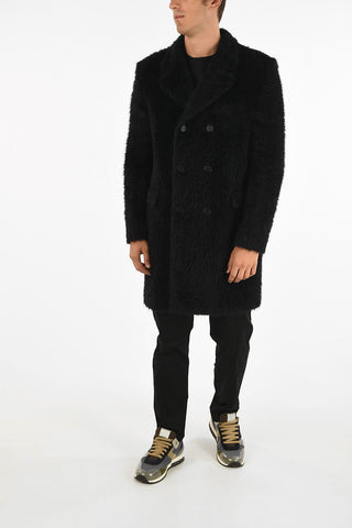 Virgin Wool and Alpaca Double Breasted Fur Coat