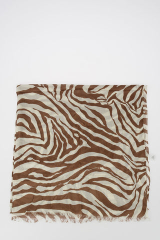 Silk Zebra Printed Foulard 100x200cm