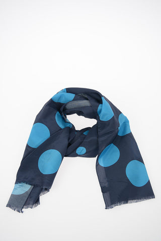 Silk and Cotton Polka Dots Foulard 200x90cm