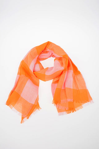 MARC Foulard a Quadri in Lino e Poliestere 230x87cm
