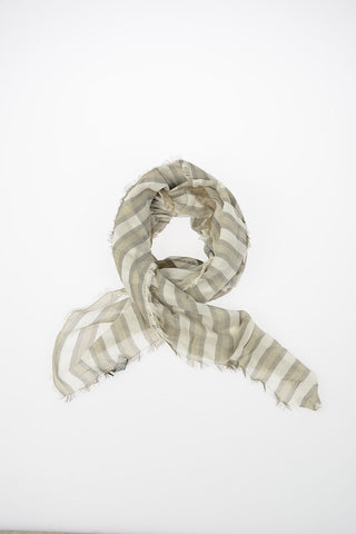 Cotton and Silk Printed Striped Foulard 120x120cm
