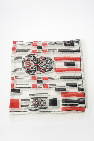 Modal and Silk Geometric Printed Foulard