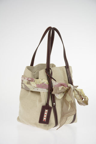 Canvas Handbag With Foulard