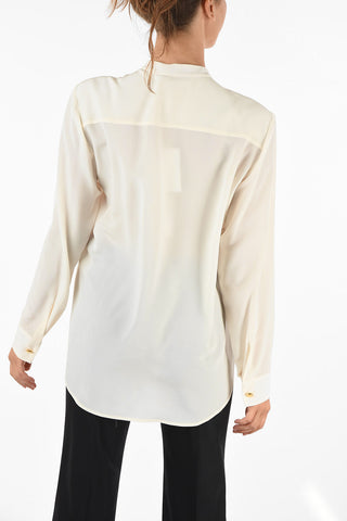 blusa in seta collo coreana