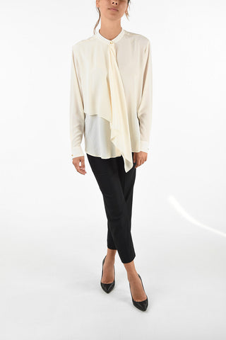 blusa in seta collo coreana
