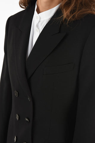 wool peak lapel double-breasted blazer