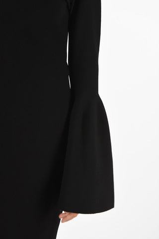 bateau neckline flounce sleeve gown