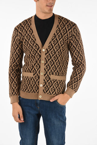 v-neck with all over logo cardigan