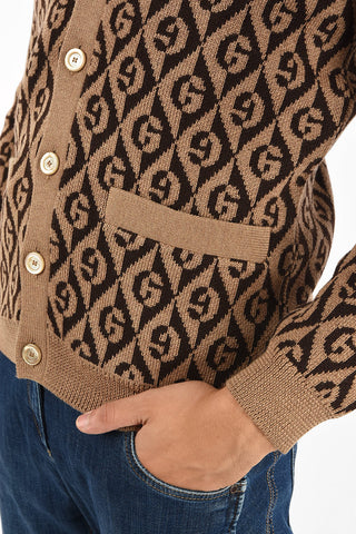 v-neck with all over logo cardigan