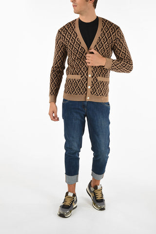 v-neck with all over logo cardigan
