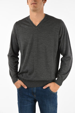 Wool and cashmere v-neck sweater