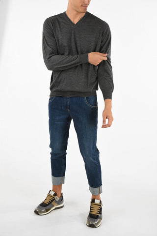 Wool and cashmere v-neck sweater