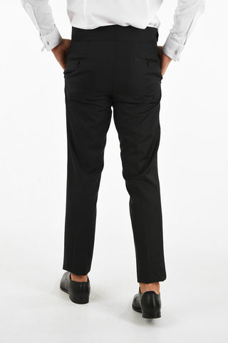 Virgin wool and silk pants with belt