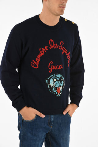 maglia girocollo con ricamo tigre