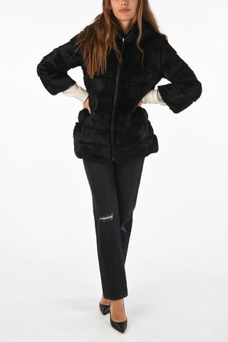 BLUGIRL rabbit fur Reversible quilted jacket