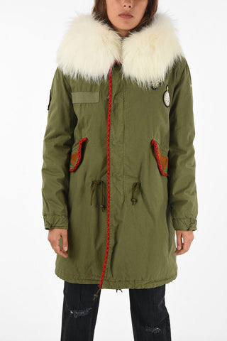Parka con Ricami e Pelliccia
