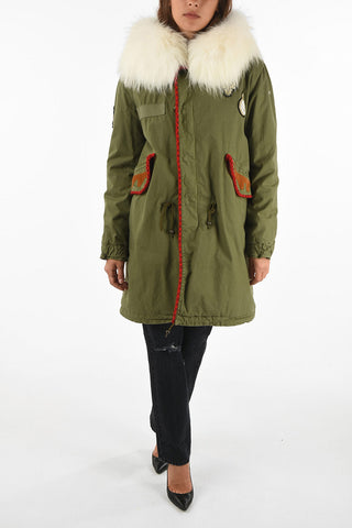 Parka con Ricami e Pelliccia
