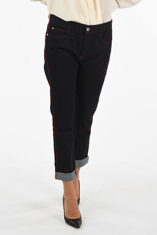 denim stretch dark wash straight fit jeans
