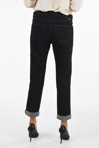 denim stretch dark wash straight fit jeans
