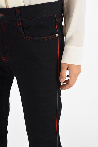 denim stretch dark wash straight fit jeans