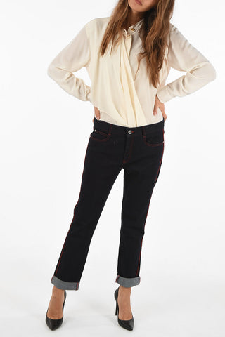 denim stretch dark wash straight fit jeans