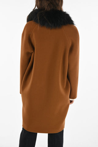 wool SHELLY chesterfield coat with fur