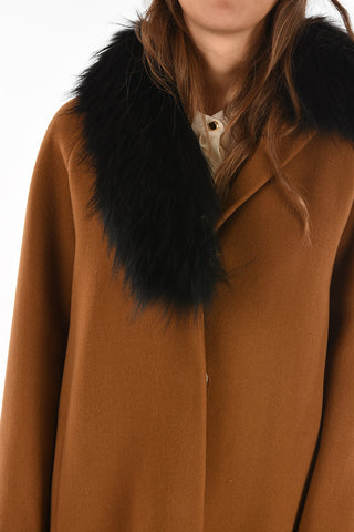 wool SHELLY chesterfield coat with fur