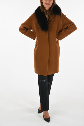 wool SHELLY chesterfield coat with fur