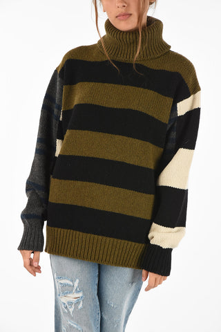 Wool Striped Turtleneck Sweater
