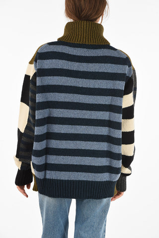 Wool Striped Turtleneck Sweater