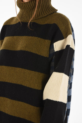Wool Striped Turtleneck Sweater