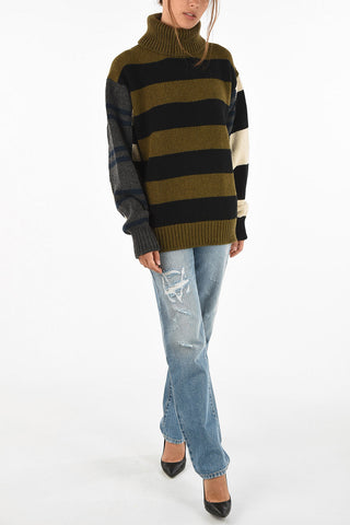 Wool Striped Turtleneck Sweater