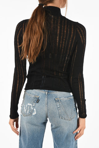 awning striped turtle-neck sweater