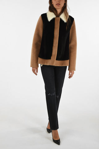 Crop Coat with Mink Fur