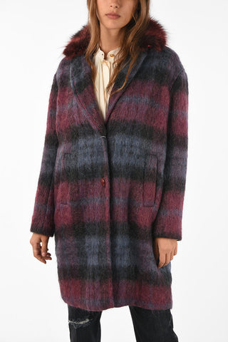 tartan peacoat with fur