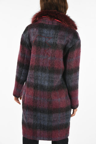 tartan peacoat with fur